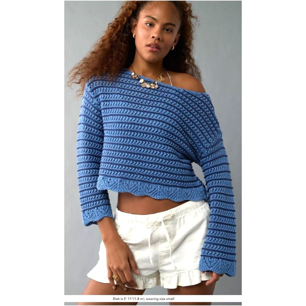 American Eagle women's ballet neck open Knit Oversized Sweater size small Chunky